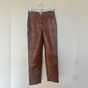 Aritzia Wilfred Melina Cognac Brown Leather Pants size 0